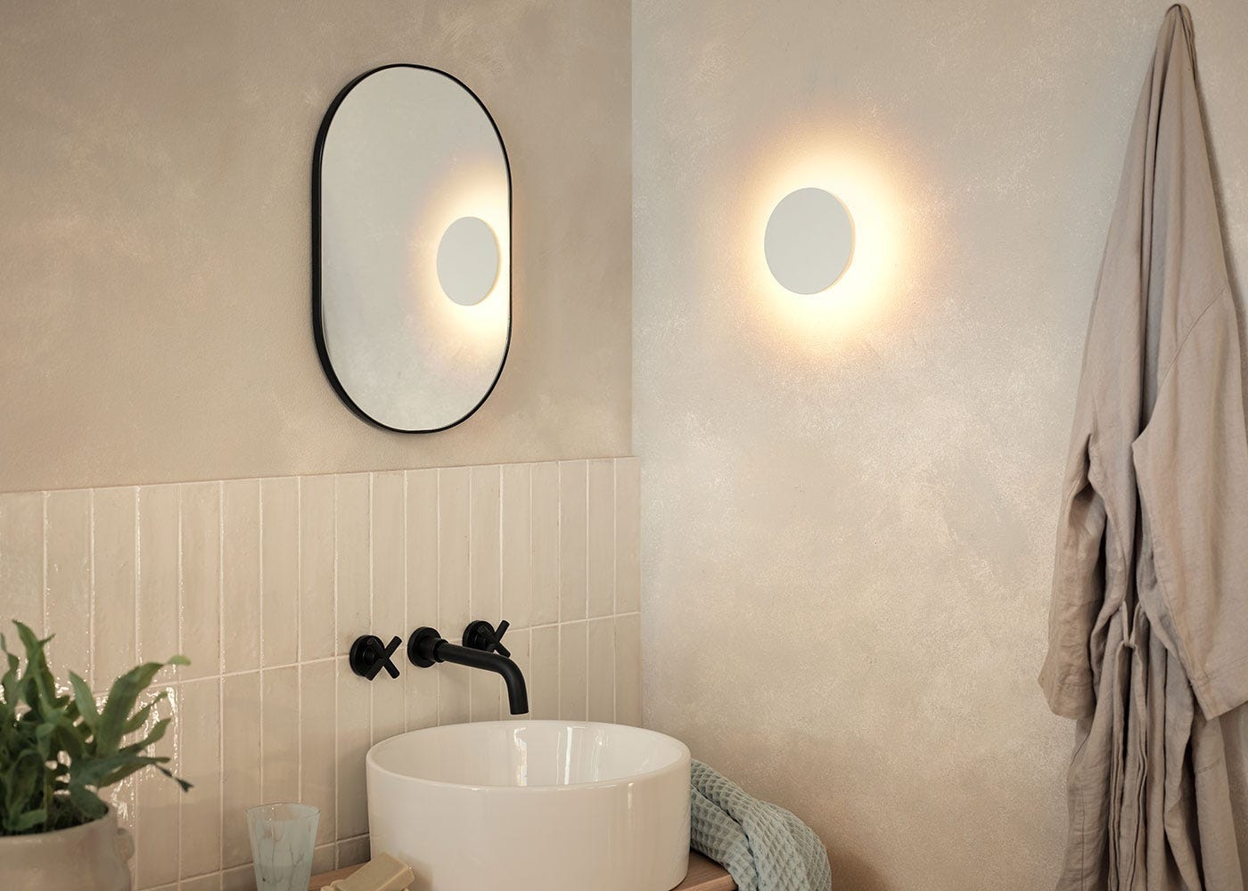 Heal's LED Outdoor or Bathroom Wall Light Circle White 3