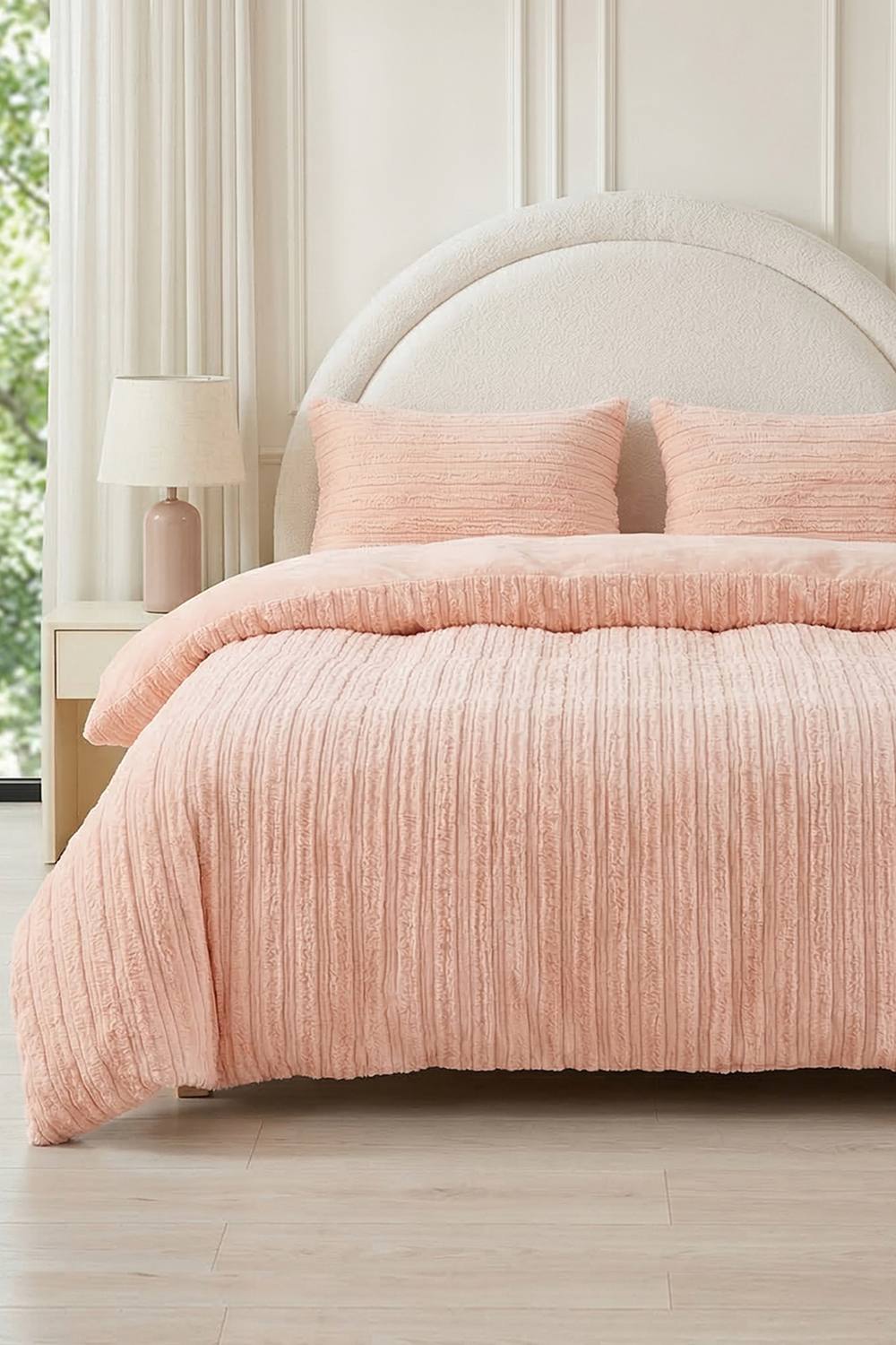 Living and Home Cozy Ultra Soft Textured Duvet Cover Set in Pink