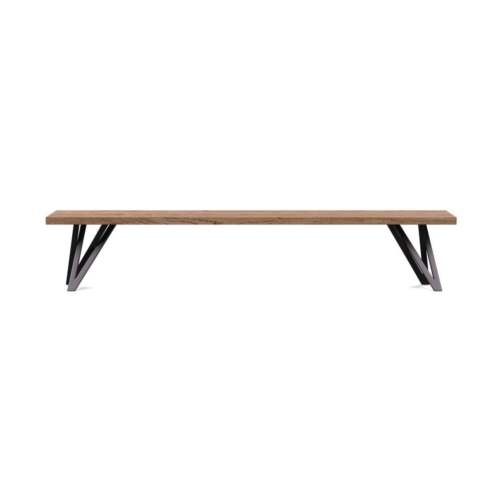 Heal's Vienna Bench 220x35cm Smoked Oiled Oak Straight Edge Filled