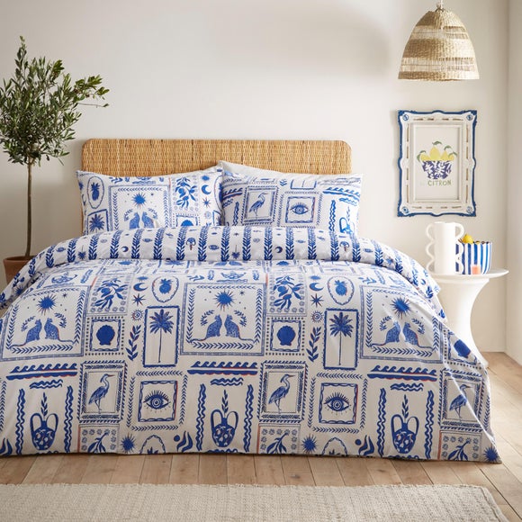 furn. Frieze Blue Duvet Cover and Pillowcase Set 3