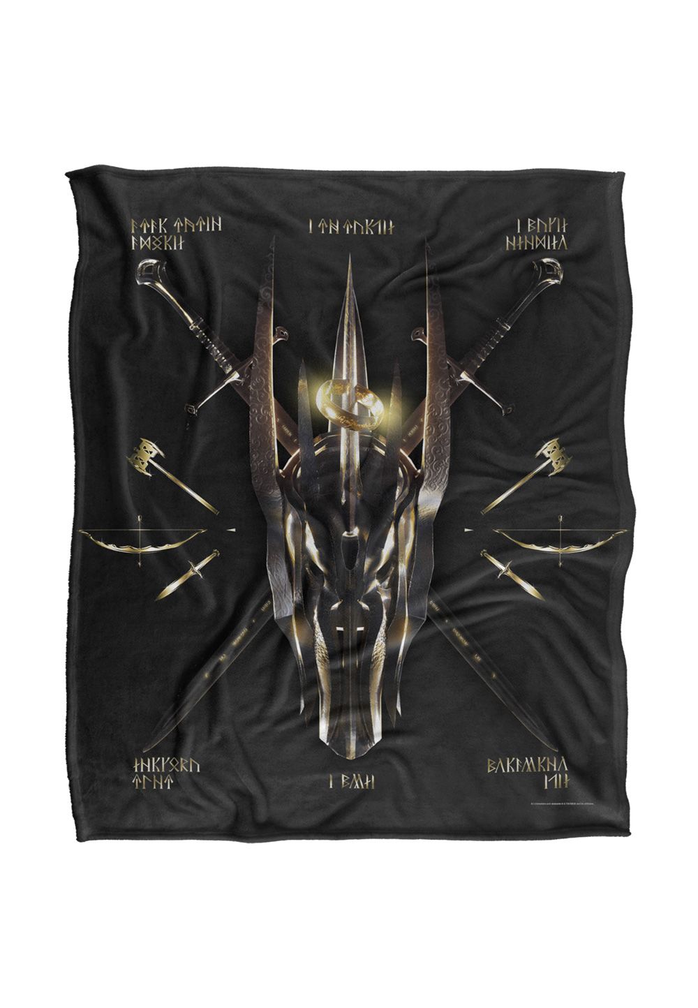 Warner Bros. Lord of The Rings Sauron Runes Silky Touch Super Soft Throw Blanket 152 X 127 cm in White