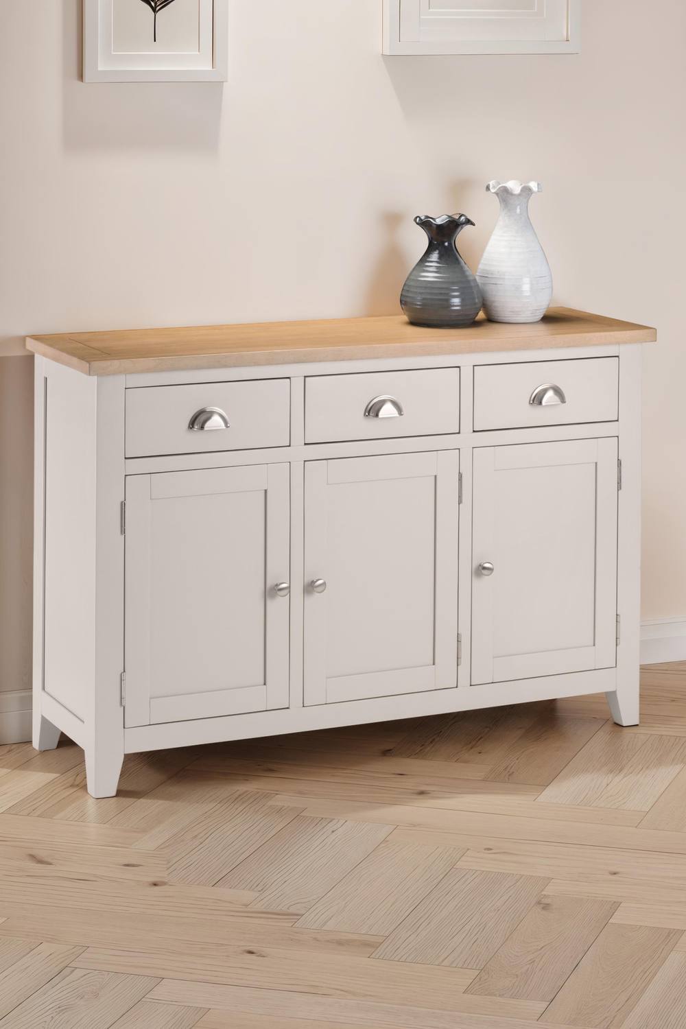 Julian Bowen Richmond 3 Door 3 Drawer Sideboard in Light Grey