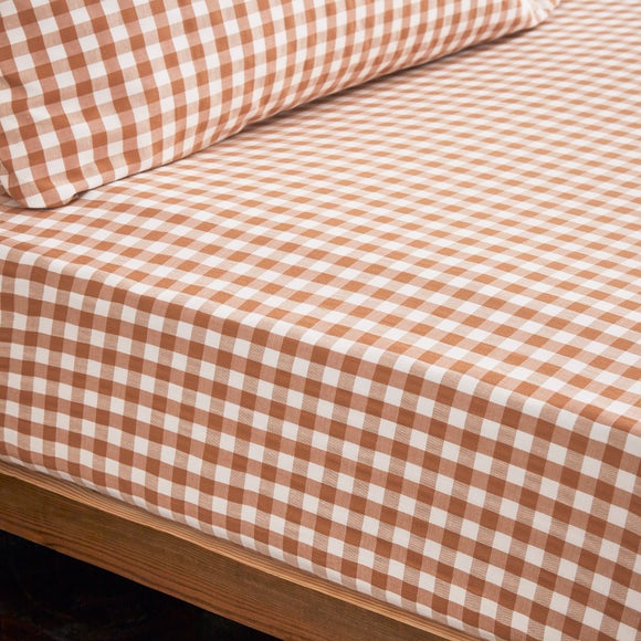 Portloe Gingham Woven 100% Cotton Fitted Sheet