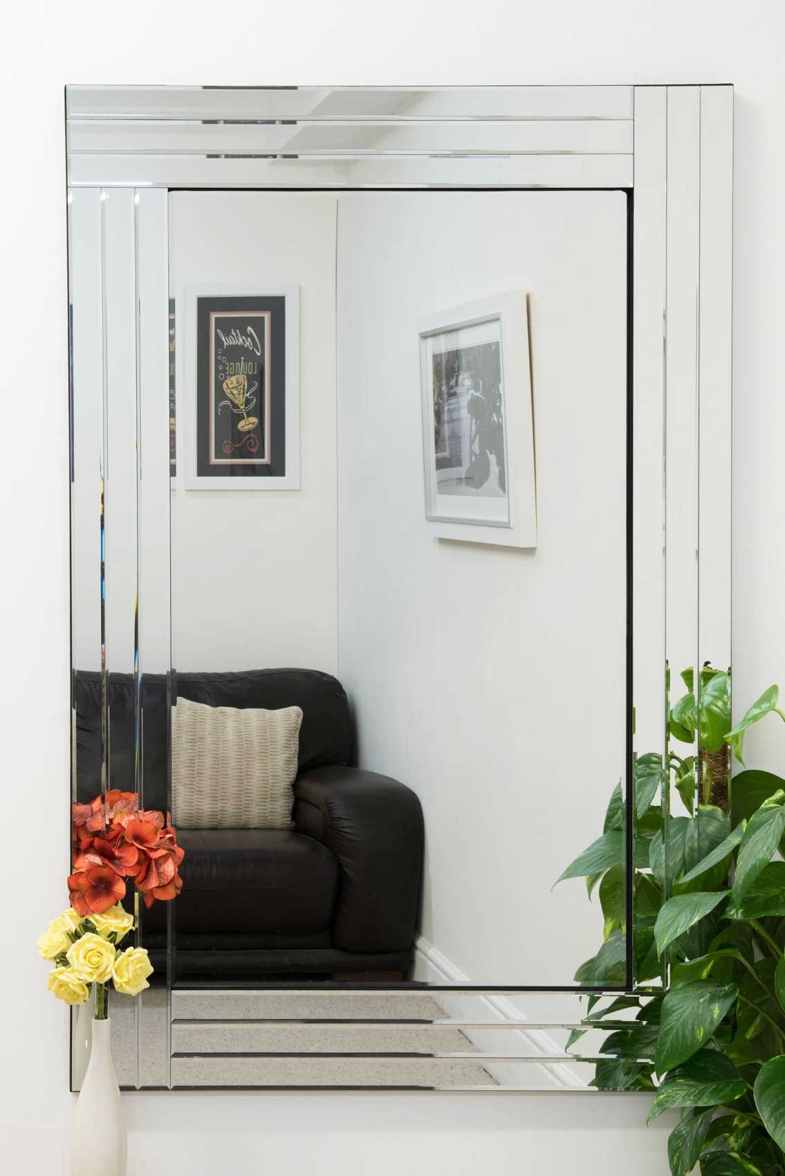MirrorOutlet Oakley All Glass Triple Edge Bevelled Large Dress Mirror 120 x 80 CM in Silver