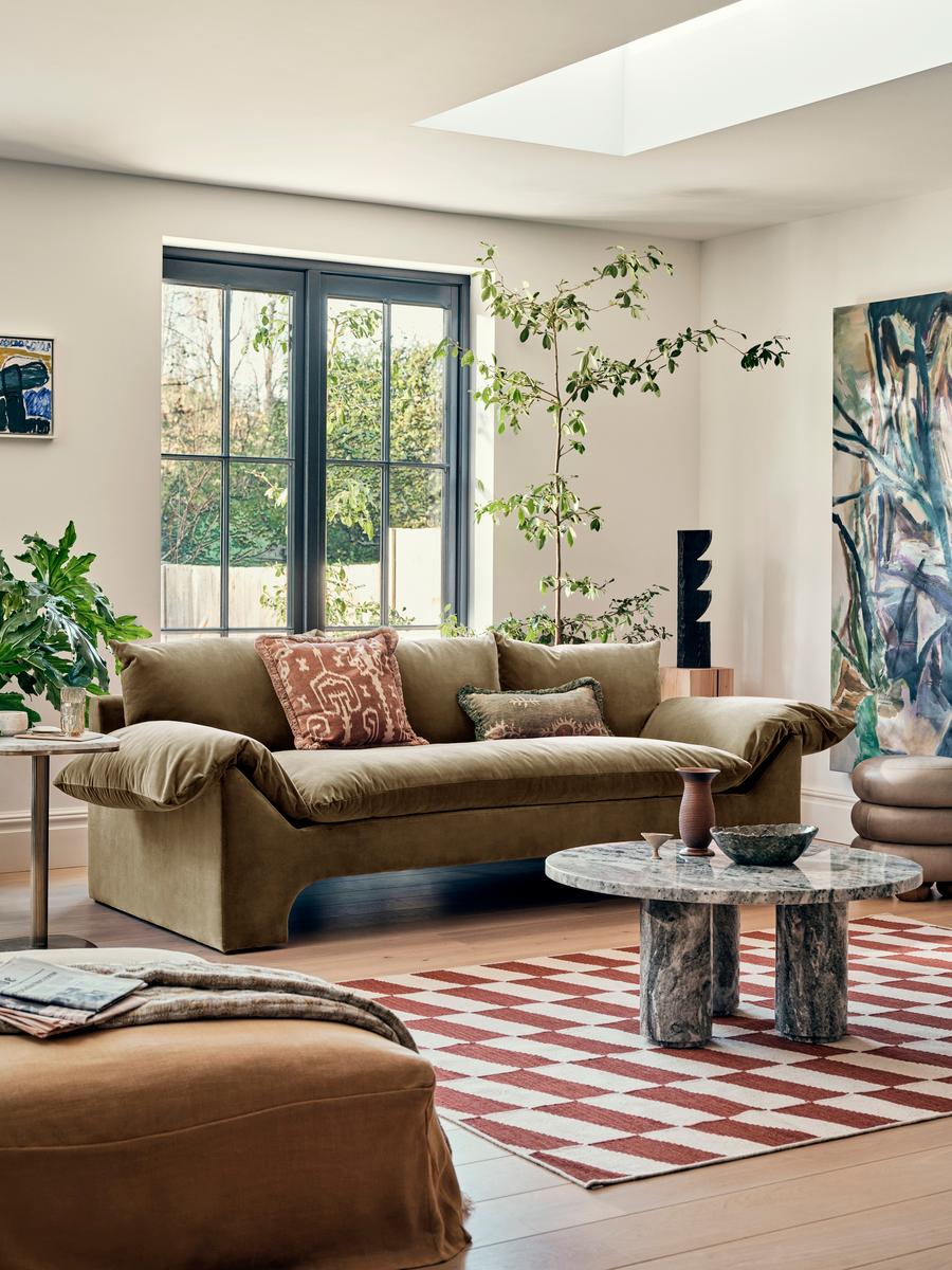 Wyatt Three Seater Sofa, Velvet, Lichen