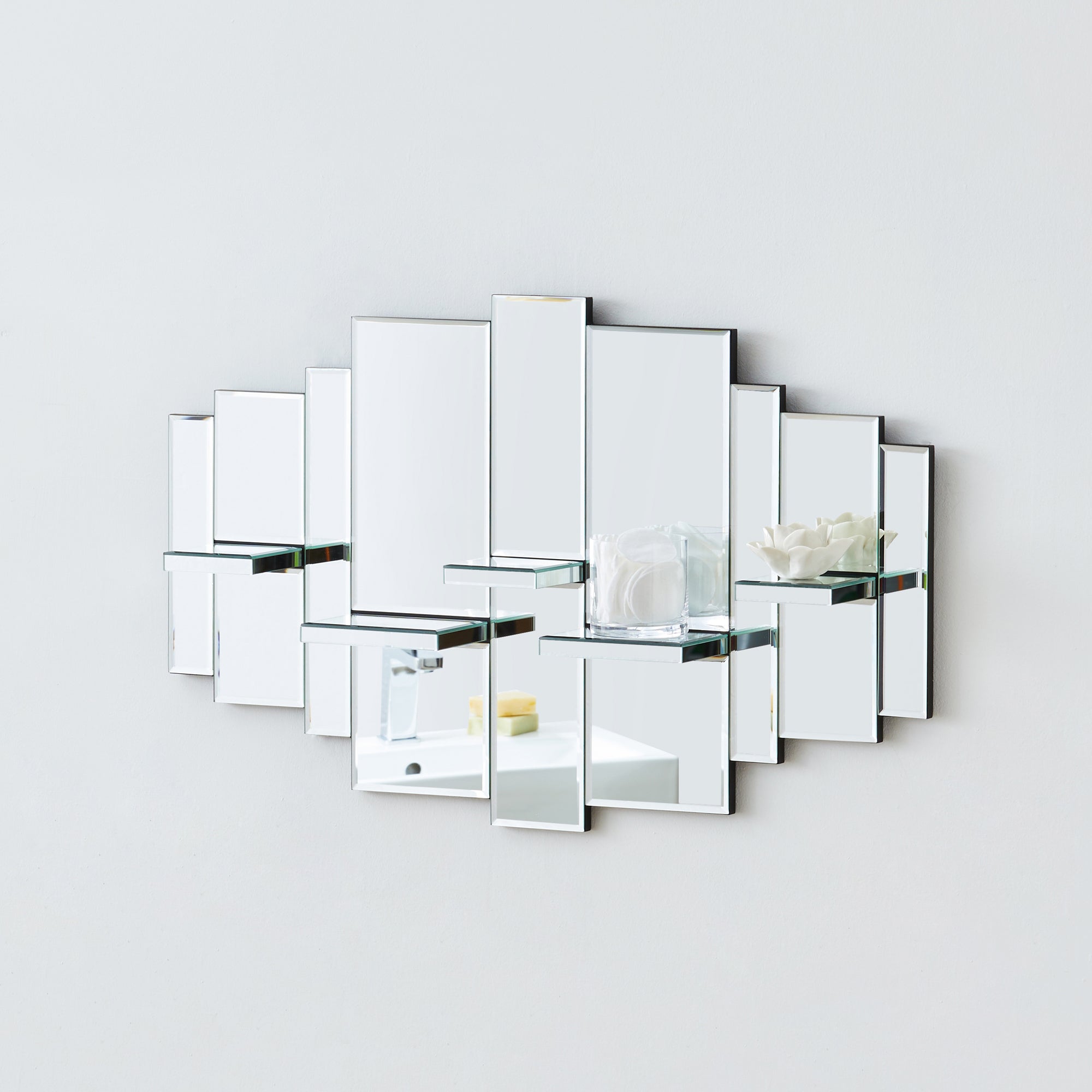 Glam Mirrored Shelves Silver