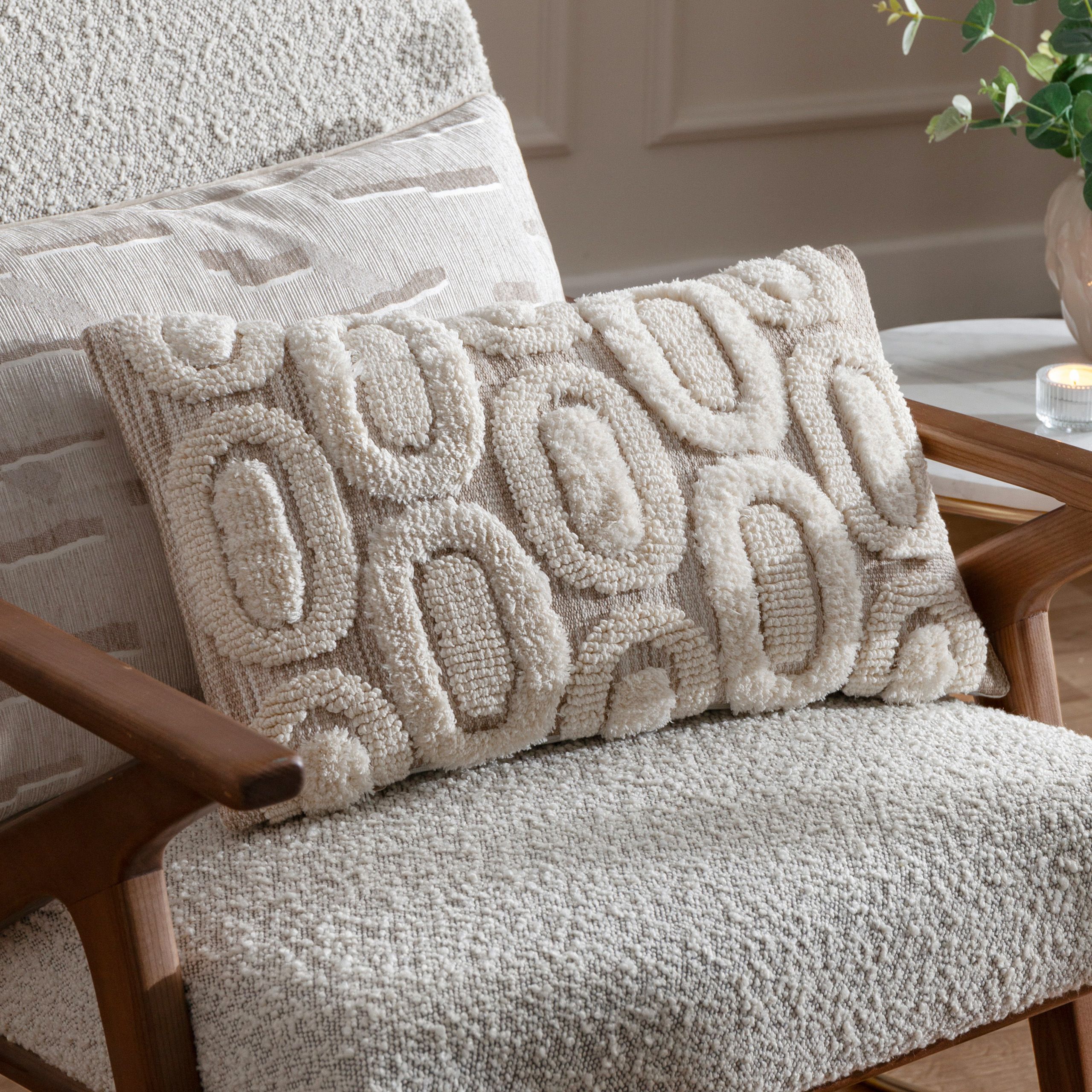 HOEM Fosse Abstract Dyed Yarn Cushion in Cream
