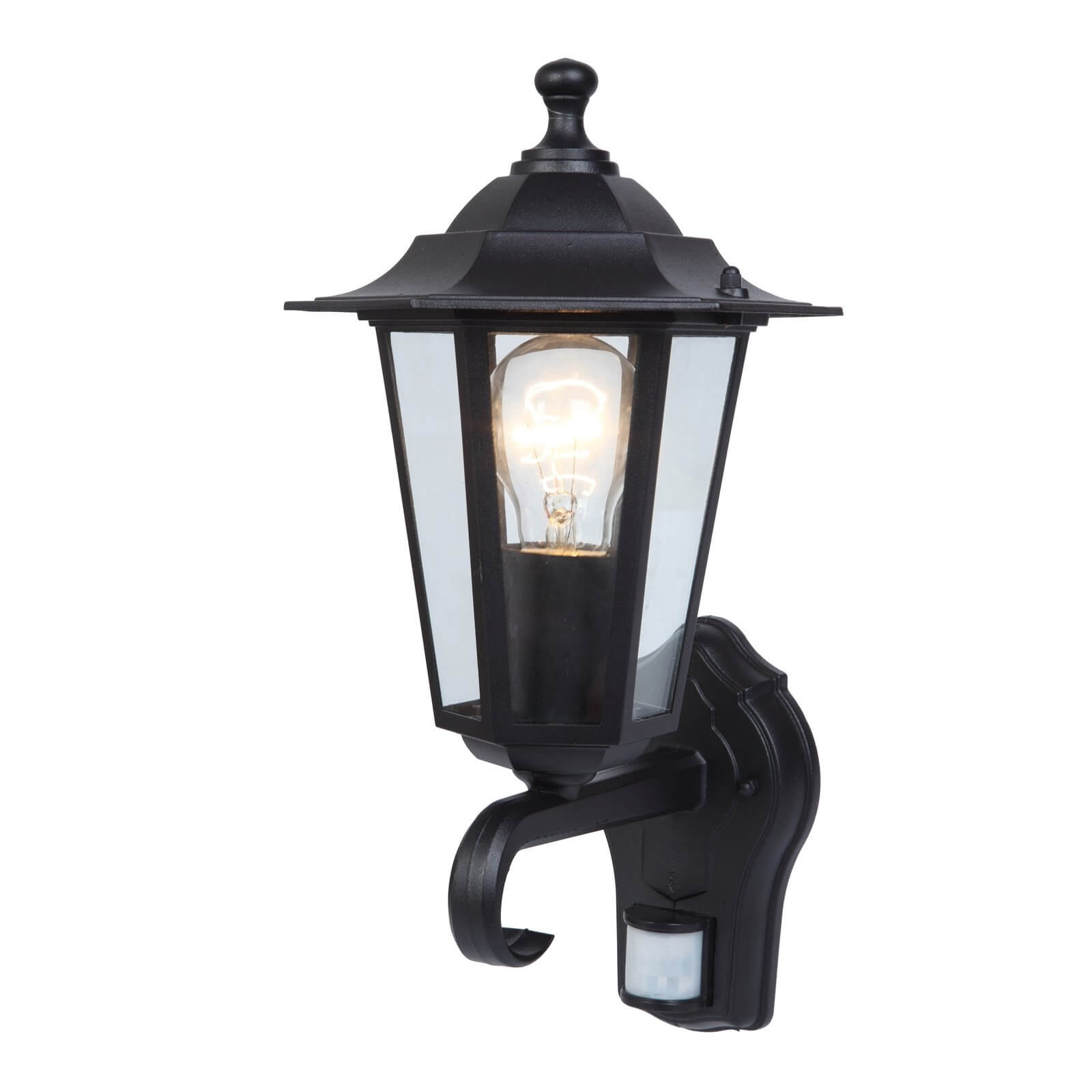 Lutec Corniche 60W PIR Wall Light - Black