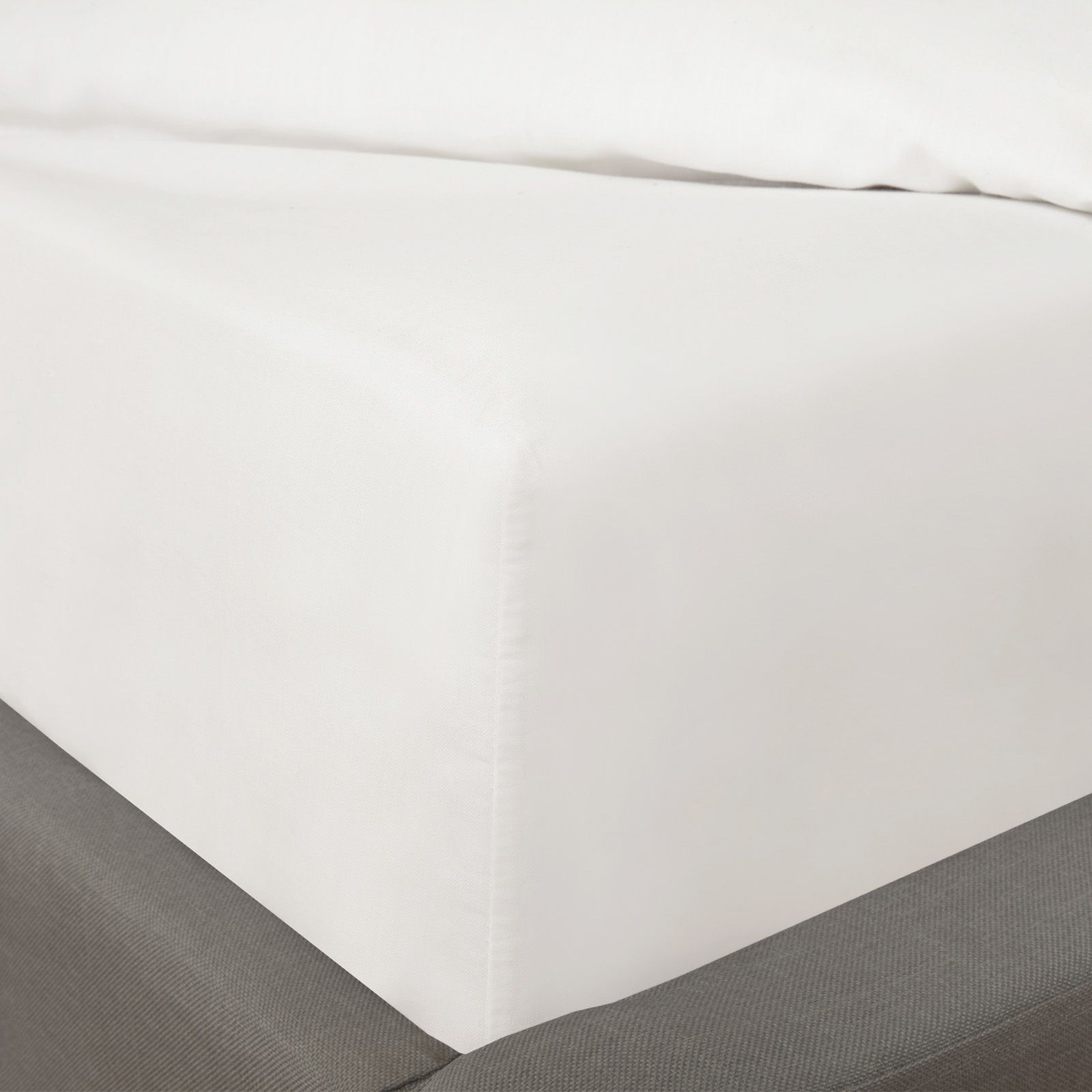 OHS Polycotton 30 Deep Elasticated Fitted Bed Sheet in White | Size: Double Fitted