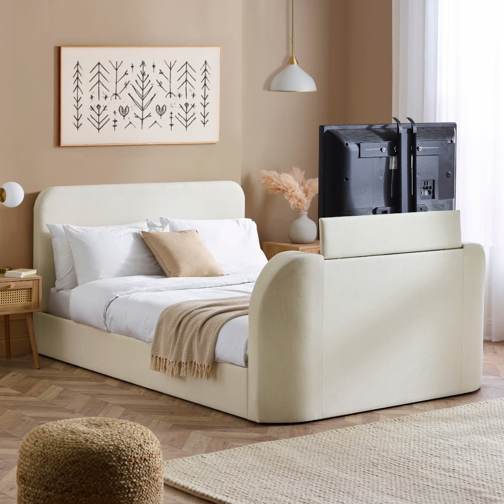 Shelly - Super King Size - TV Bed - Cream - Fabric - 6ft