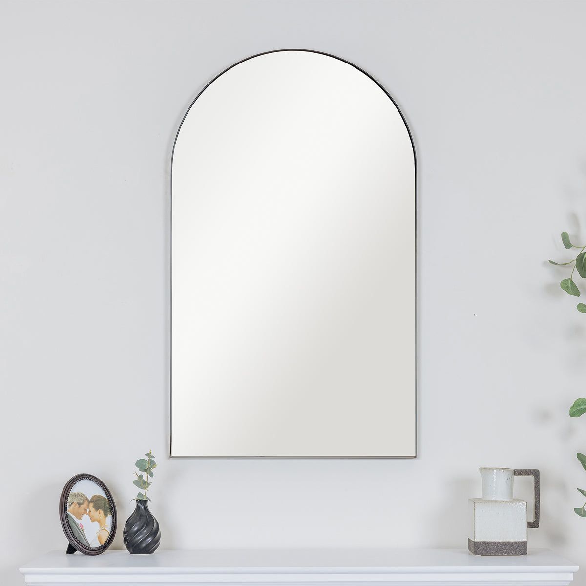 Melody Maison Large Framed Black Arched Mirror 100cm X 60cm