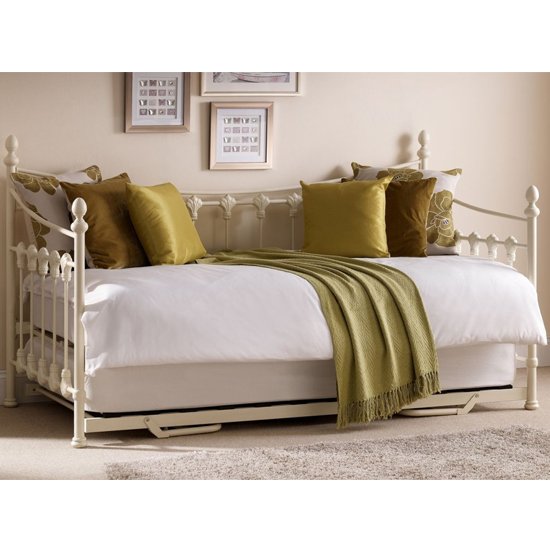 Versailles Metal Day Bed With Guest Bed In Stone White