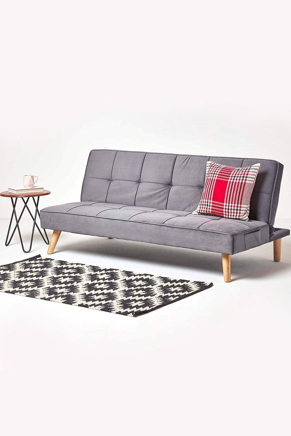 Homescapes Bower Velvet Sofa Bed in Dark Grey 2