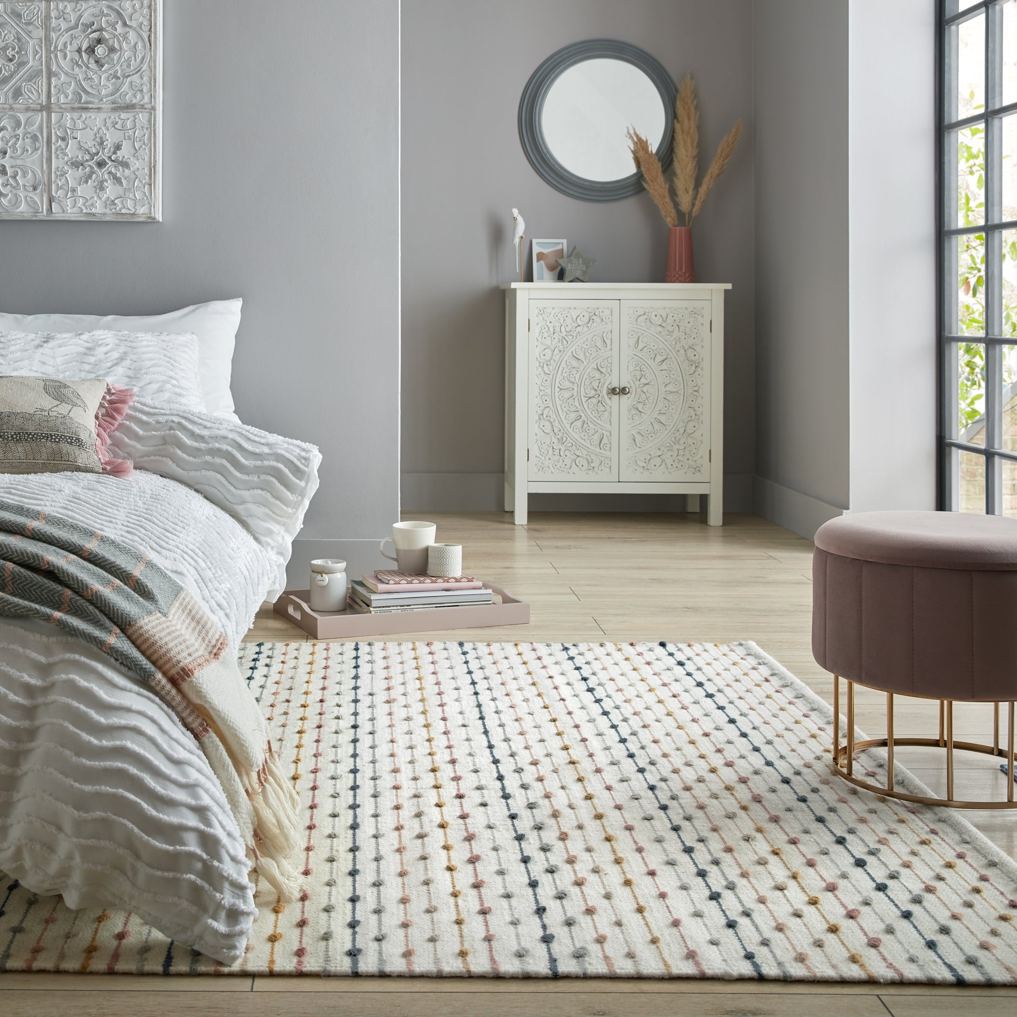 Elena Stripe Rug Pink, Blue and Yellow