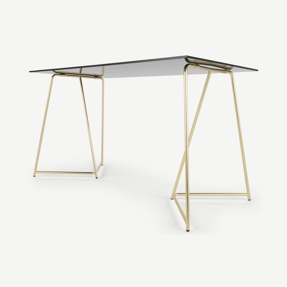 Patrizia Desk, Brass and Black Glass