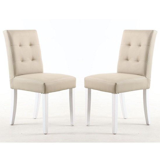 Artois Dining Chair In Ivory Matt Bonded Leather And White Legs