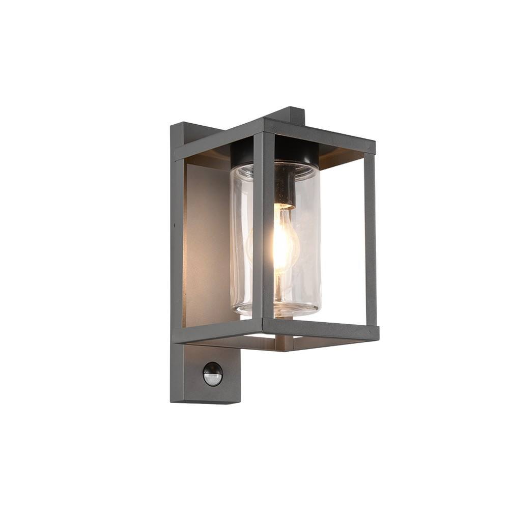 Netlighting Lunga Modern Outdoor Wall Lantern Anthracite IP44 with PIR UK Stock in Black