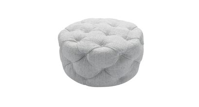Georgette Round Footstool in Koala Chelsea Linen - sofa.com