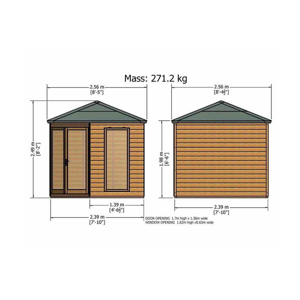 Shires Larkspur 8 x 8 Feet Double Door with Two Fixed Windows Summerhouse in Light Brown 4