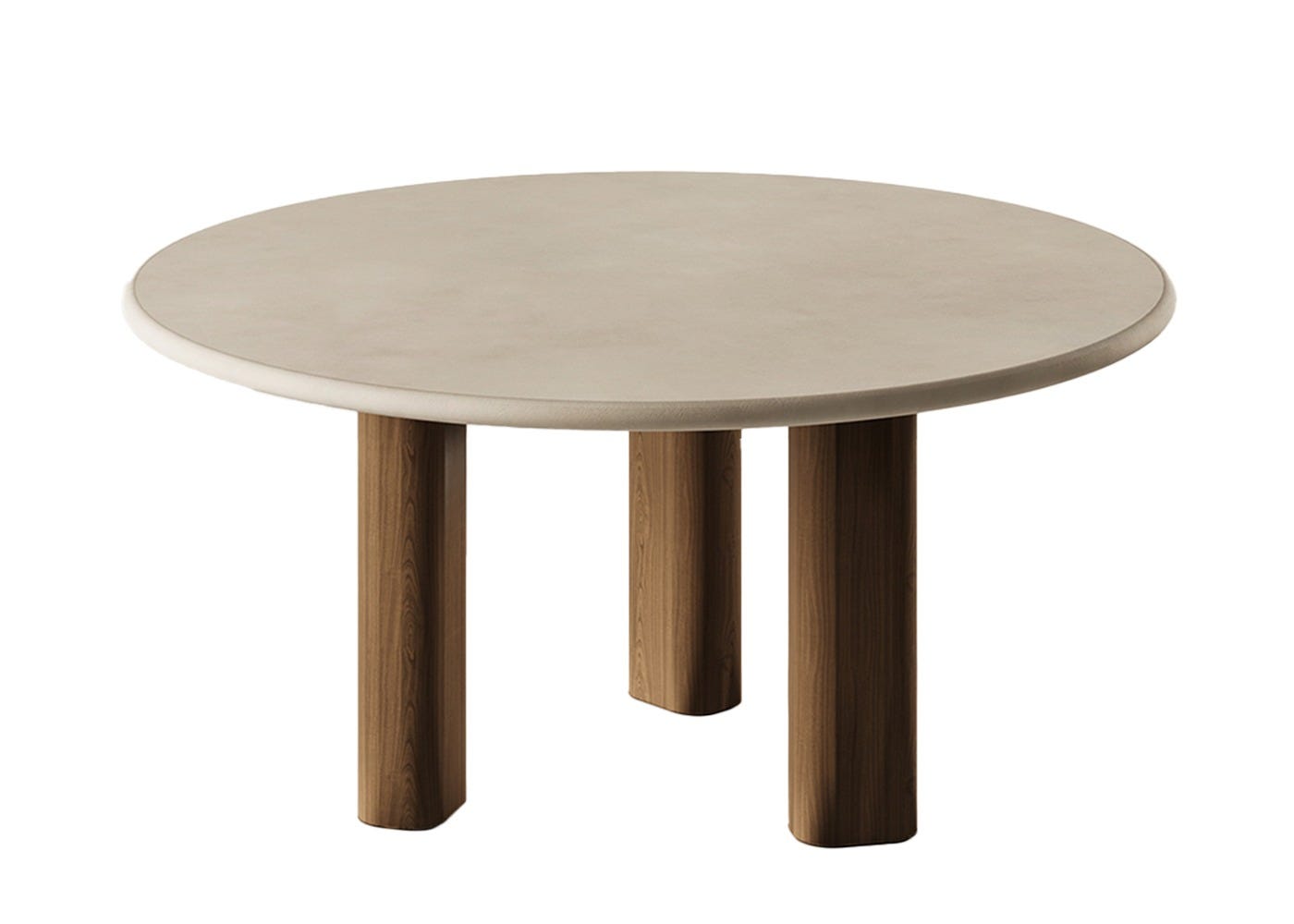 Paul Rogers Pillar Round Dining Table Smoked Walnut Stone Mortex 140cm