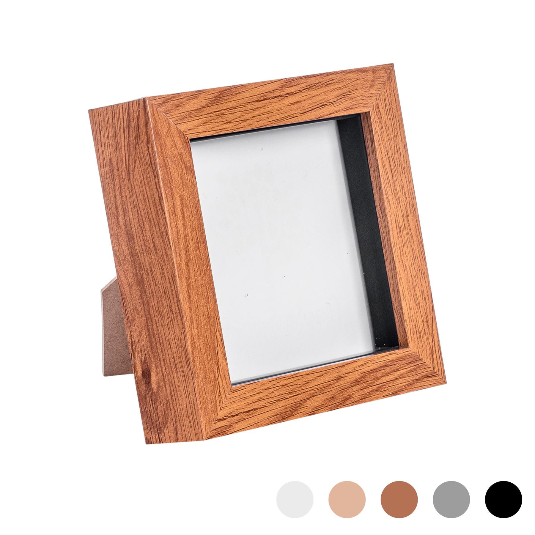 Nicola Spring 3D Box Photo Frame - 4 x 4" - Pack of 1 in Dark Brown