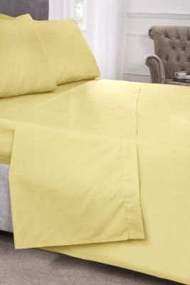 New Edge Blinds Percale Collection 180 Thread Count Percale Flat Sheet in Yellow