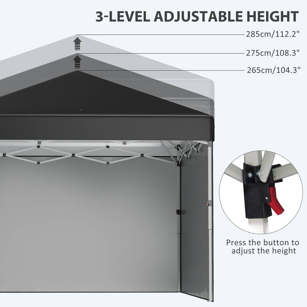 OUTSUNNY 3x3 (M) Pop Up Gazebo Party Tent w/ 2 Sidewalls, Weight Bags in Black 6