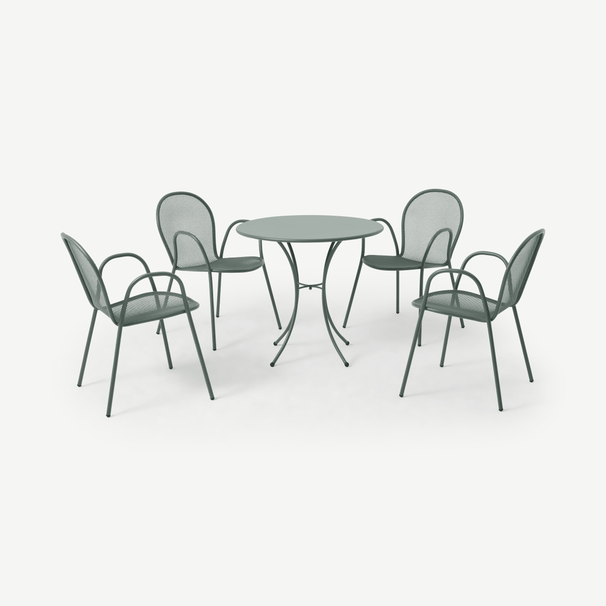 Emu 4 Seat Round Garden Dining Set, Dark Green Powder-Coated Steel