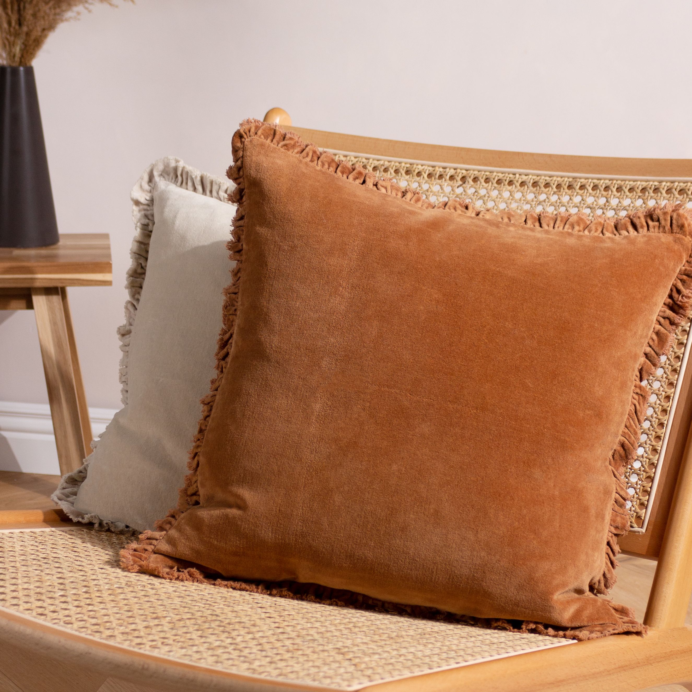 Yard Bertie 100% Cotton Velvet Cushion in Orange