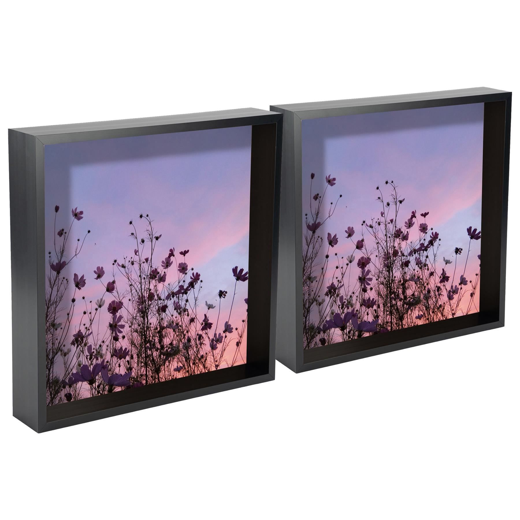 Nicola Spring 3D Deep Box Photo Frames - 12 x 12" - Pack of 2 in Black
