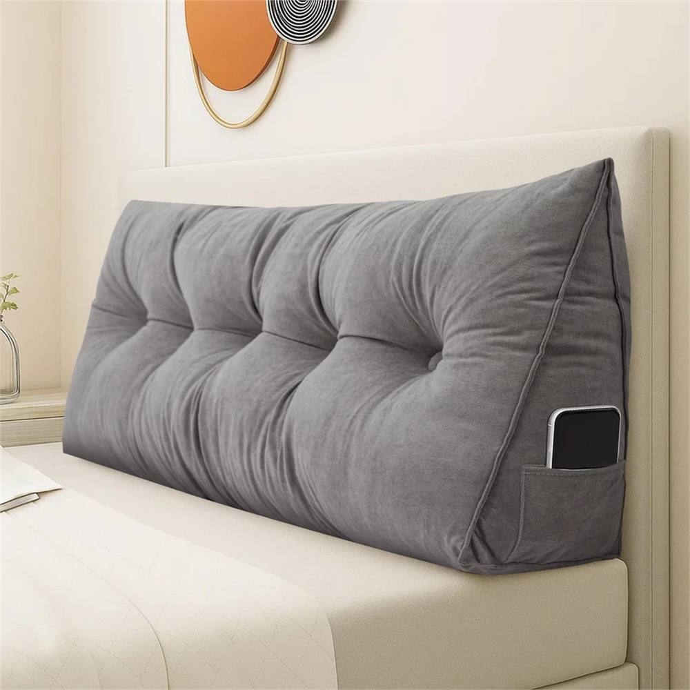 Kelvenix 2M grey Triangular Lumbar Support Pillow Soft Backrest Cushion Bolster