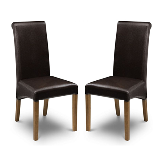 Cuba Brown Faux Leather Dining Chair In Pair