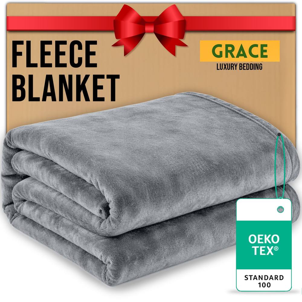 Grace Lazzaro Flannel Fleece Ultrasoft Throw Blankets in Silver