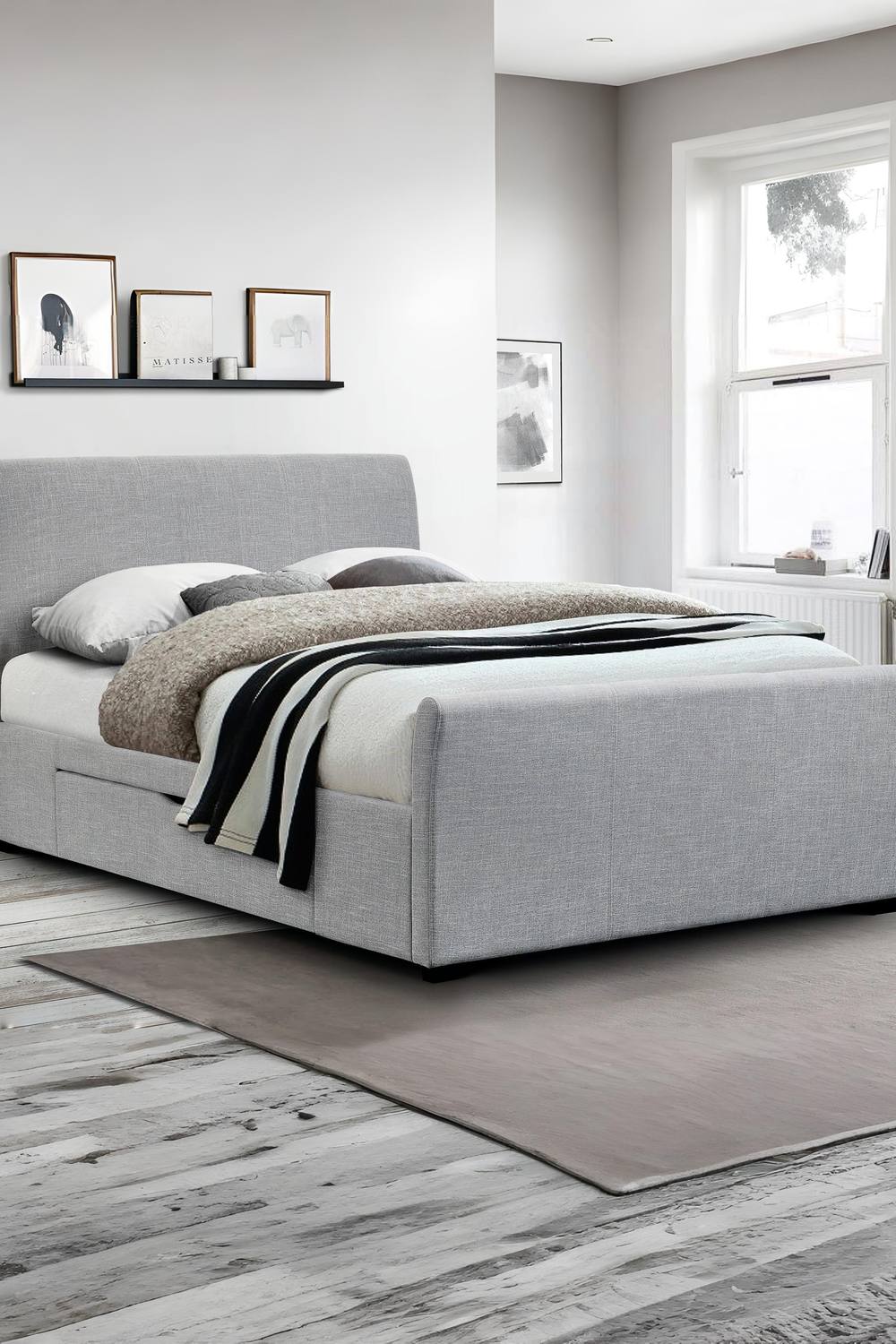 Julian Bowen Capri Upholstered Storage Bed with 2 Drawers in Grey