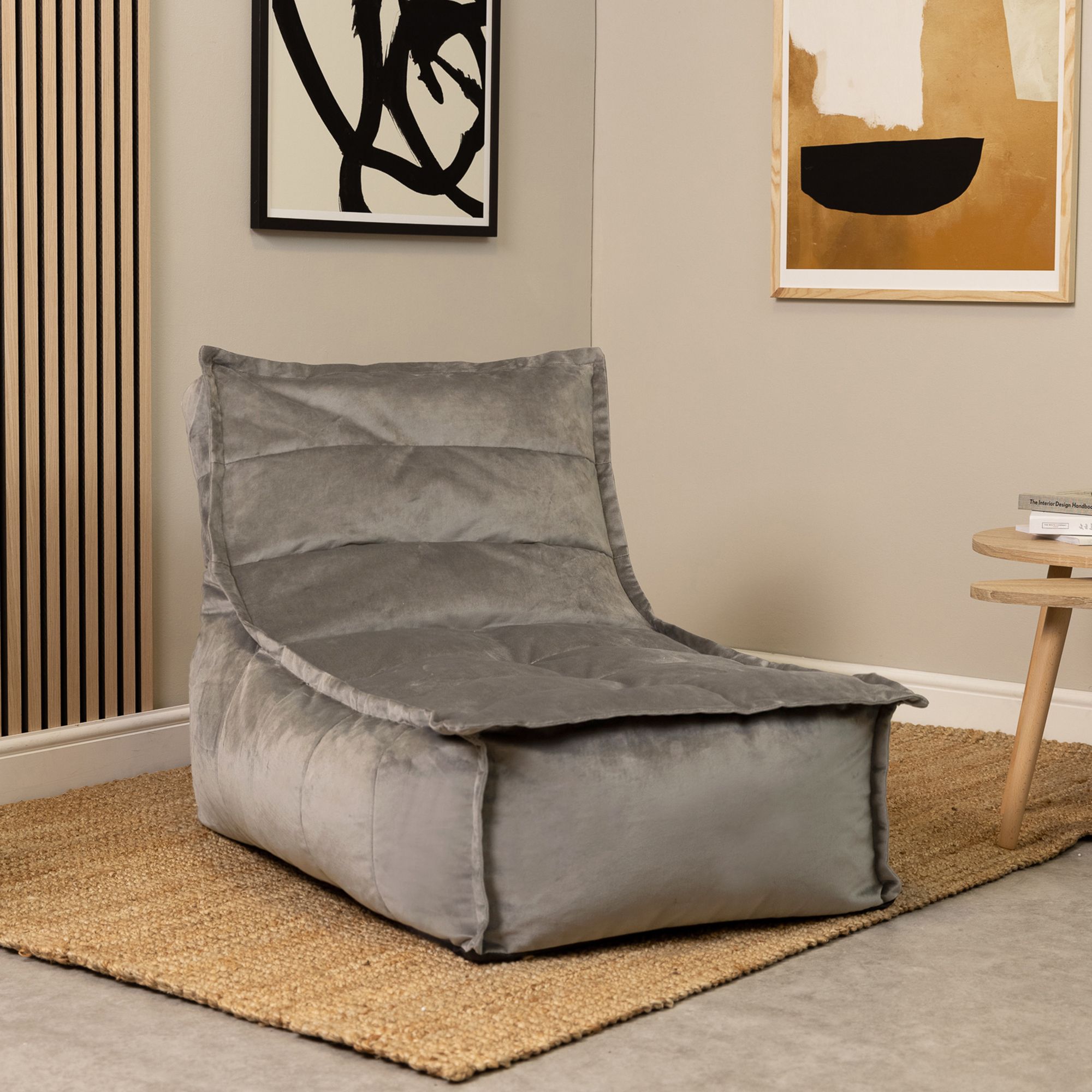 icon Dolce Lounger Bean Bag Ochre Yellow Velvet Bean Bag Chair in Charcoal