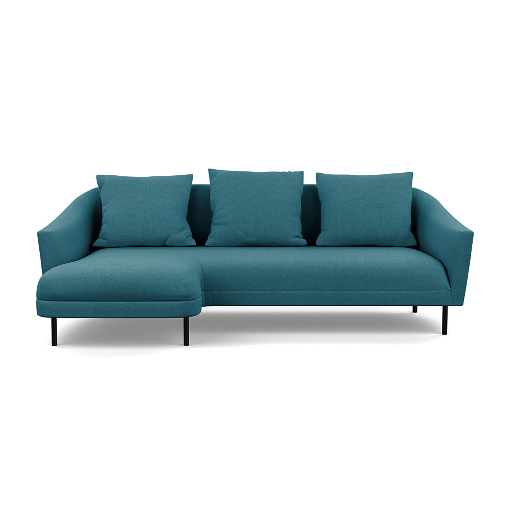 Heal's Portobello Corner Chaise LHF Brushed Cotton Cadet Black Feet