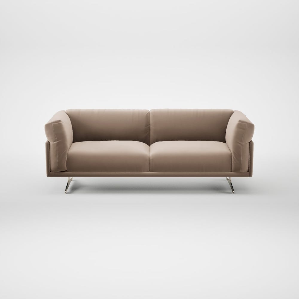 Heal's Novara 3 Seater Sofa Smart Velvet Pebble Stainless Steel Feet 2