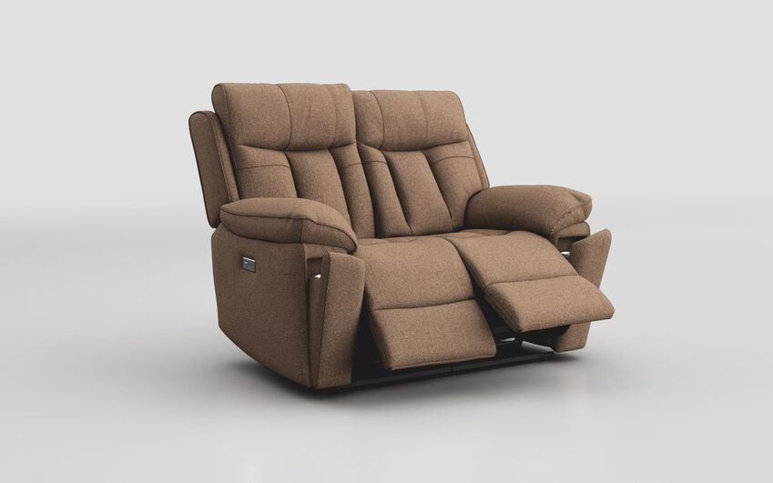 Brown Fabric Chalbury 2 Seater Power Recliner Sofa with Cup Holders