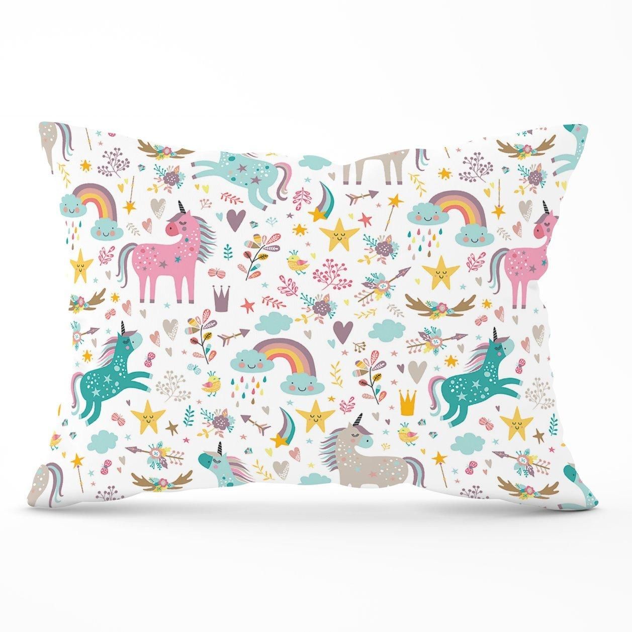 Warren Reed - Designer Unicorn & Rainbows Cushions in Blue