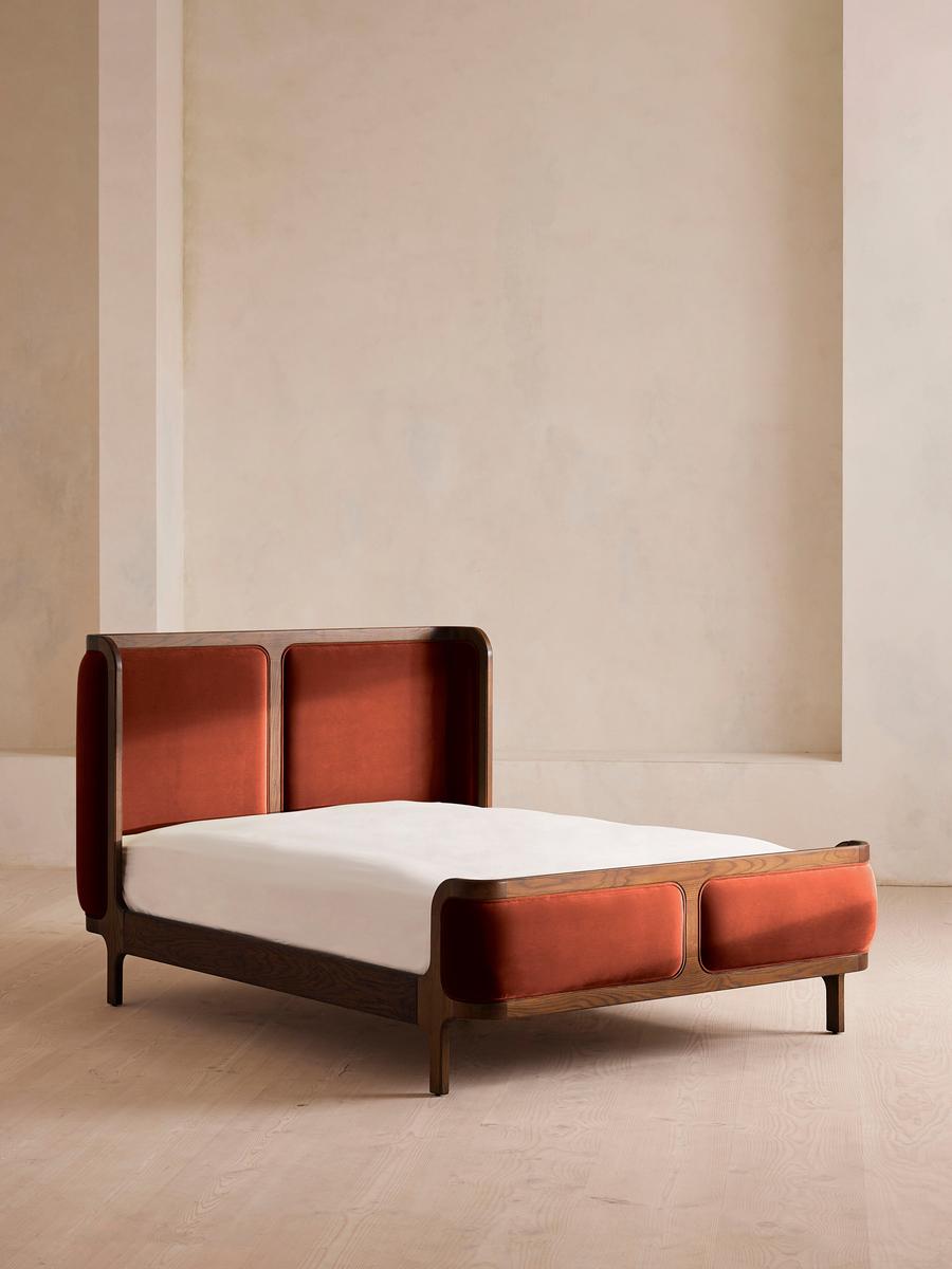 Belsa Bed, Super King, Velvet, Rust