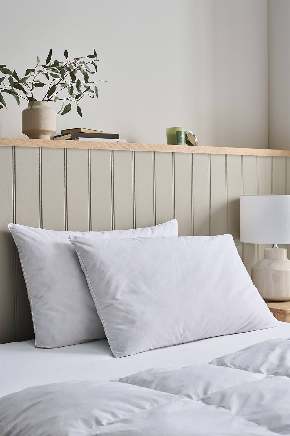 CHRISTY Luxury European Feather & Down Pillow Pair Medium in White