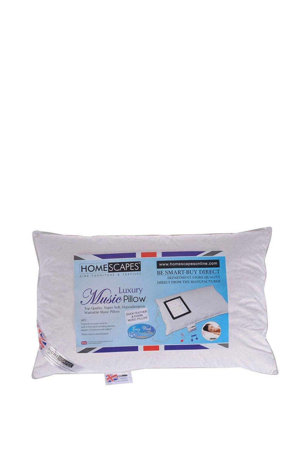 Homescapes Duck Feather & Down Music Pillow With Speakers in White