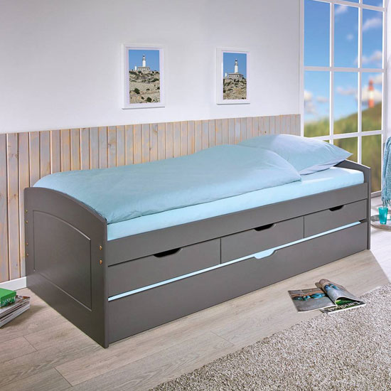 Rieka Wooden Function bed Single Bed In Grey