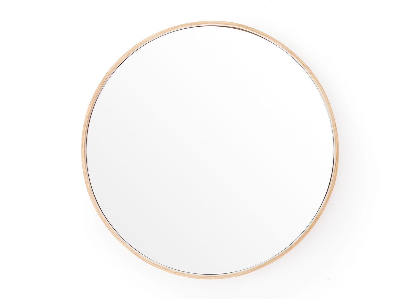 Wireworks Glance Round Wooden Mirror Natural Oak 31cm