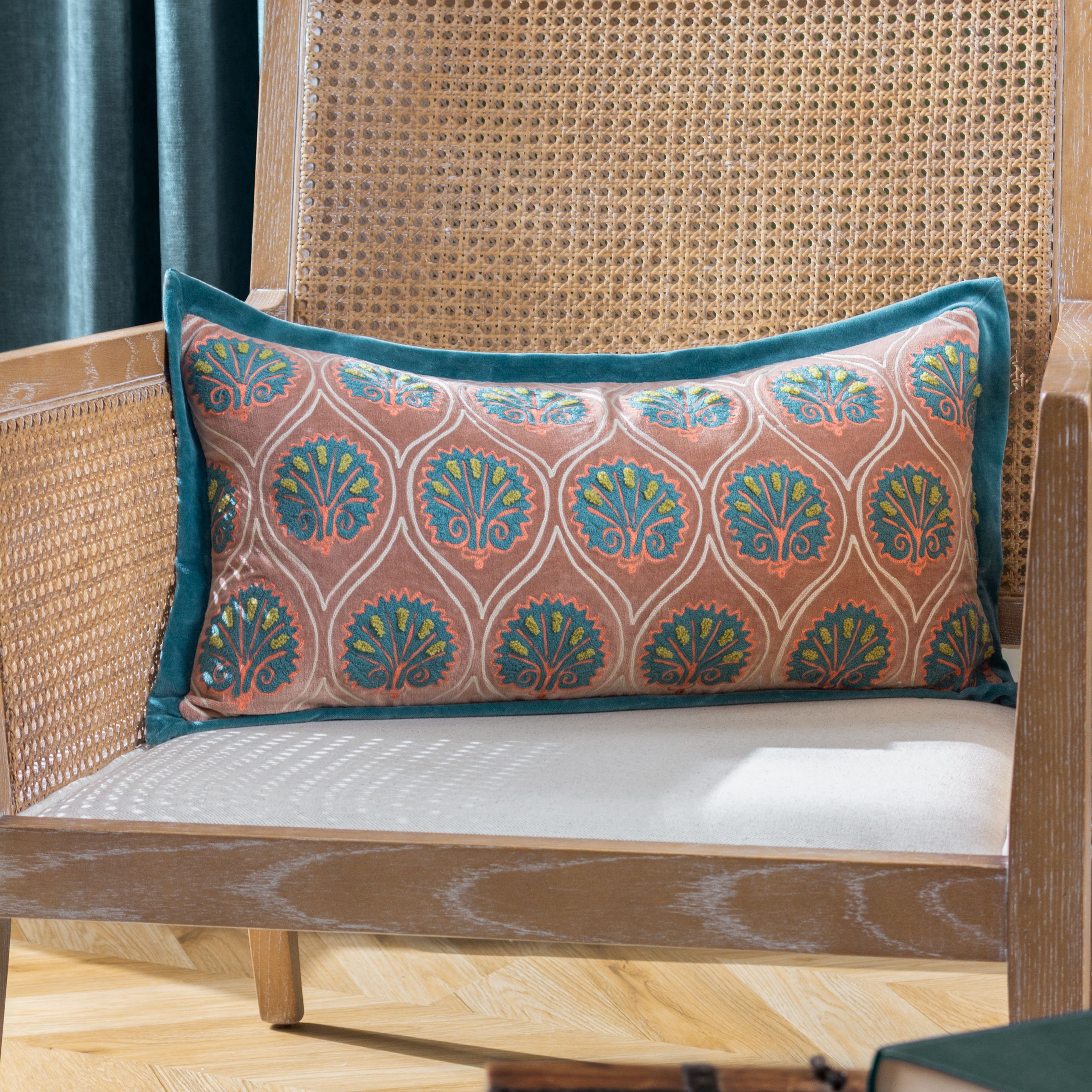 Paoletti Casa Abstract Embroidered Cushion in Rose