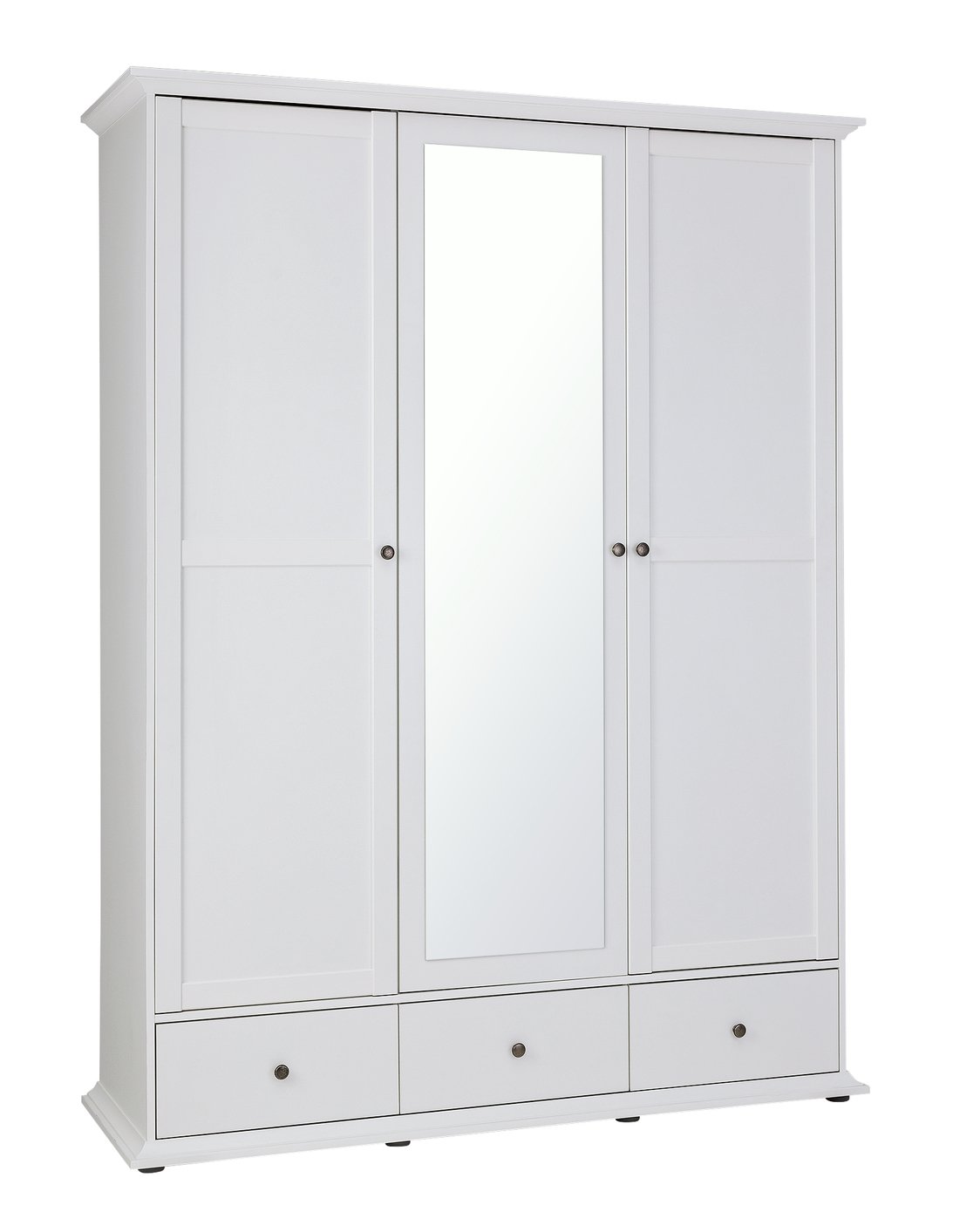 Habitat Heathland 3 Door 3 Drawer Mirror Wardrobe - White