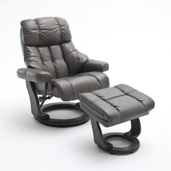 Calgary Relaxer Chair In Grey And Black With Footstool