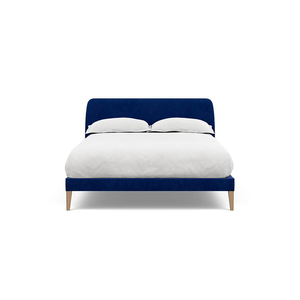 Heal's Wallis Bedstead Double Smart Luxe Velvet Azure Natural Feet