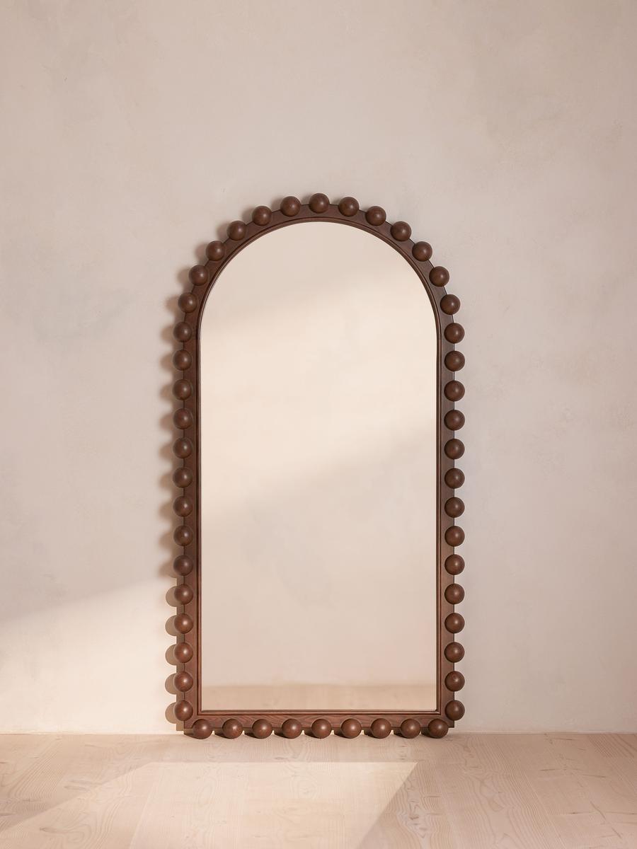 Emilia Bobbin Floor Mirror, Dark Ash