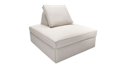 Harry Large Pouffe with bolster cushion in Taupe Brushed Linen Cotton - sofa.com